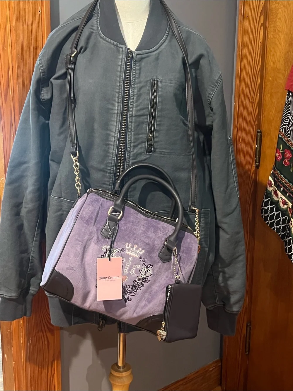 Juicy Couture Lavender Purple Suede Satchel with Coin Pouch